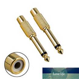 2pcs Gold Plated 6.35mm 1/4" Male Mono Plug To RCA Female 6.5mm Jack Audio Stereo Adapter Connector Plug Converter Sound Mixer
