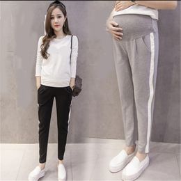 Autumn Fashion Maternity Sport Pants Elastic Waist Belly Casual Trousers Clothes for Pregnant Women Pregnancy 210528