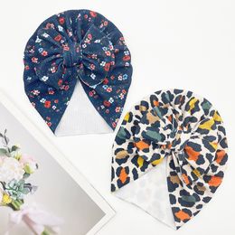 2021 New Infant Floral Prints Caps Turban Girls Knotbow Beanie Hat Baby Fruit Print Headband For Kids Hair Accessories