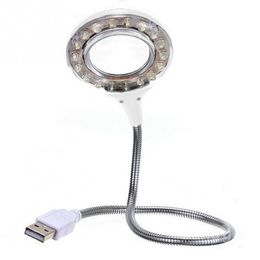 Mini Portable 18 Led USB Desk Lamp Notebook Computer Table reading Light Magnifying Glass Shape Home Bedroom Decor Lighting