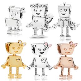 100% Sterling 925 Silver Dog Flower Fairy Charms fit Bracelet Bangle Mix Style Robot DIY Bead Jewellery Making