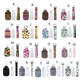 Portable 1 oz Refillable Empty Travel Bottles with Keychain Holder Set Wristlet Keychain Bottle Container with Flip Caps G1019