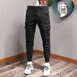 Ly Fashion Streetwear Men Jeans High Quality Loose Fit Big Pocket Casual Cargo Pants Hip Hop Joggers Wide Leg Trousers