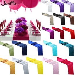 5PCS Satin Table Runners Wedding Party Event Decor Supply Satin Fabric Chair Sash Bow Table Cover Tablecloth 30cm*275cm 211109