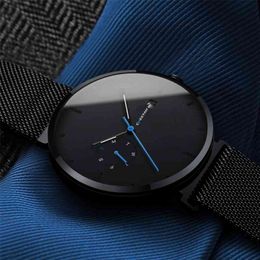 Watch Men Fashion Casual Quartz Watches Waterproof Blue Point Simple Men Wristwatch Male Date Week Clock Relogio Masculino 210517