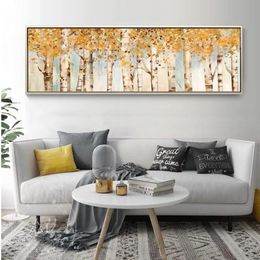 Tree Pictures Red Gold Leaf Posters Wall Painting For Living Room Decoration Canvas Prints Modern Home Decor NO FRAME