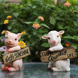 small garden sculptures UK - Decorative Objects & Figurines Cartoon Resin Pig Ornaments Creative Small Animal Sculpture Props Outdoor Garden Layout Crafts Home Decoratio