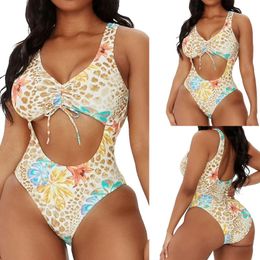 Women's Swimwear Solid Sexy Bikini 2021 Summer Swimsuit Women Fashion One Piece Print Tight Backless