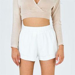 Women Summer Sweet White Shorts 100% Cotton Elastic waist Lining Female Casual Street Clothing 210513