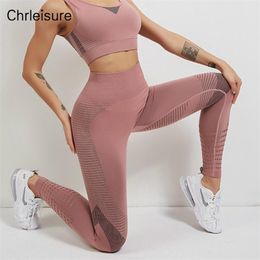 CHRLEISURE High Waist Leggings Women Fitness Sexy Seamless Hollow Printed Workout Pants Push Up Slim Elasticity Leggins 211215