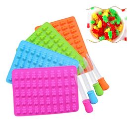 Wholesale 50 Cavity Cute Bear Silicone Cake Moulds Chocolate Candy Maker Ice Cube Tray Foudant Mould Baking Tools