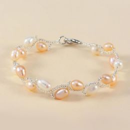 Link, Chain Women Bracelets Imitation Pearl Korean Style Twisted Lobster Clasp Girls Bracelet For Gifts All Match Faux