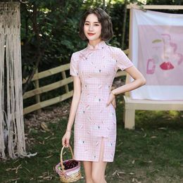 Summer Chinese Short Dress For Women Mini Cheongsam Qipao Dresses Women's Oriental Style Multiple Colour1