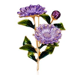 Charm Daisy Enamel Pin Brooch Flower Badge For Women Cartoon Jewelry Gift Pink Yellow Purple Sunflower Bouquet Corsage