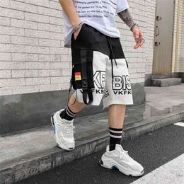 Streetwear Men Shorts Mix Colour White Black Japanese Harajuku Fashion for Male Hip Hop Joggers Casual Loose Clothing 210716