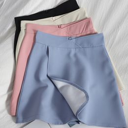 Summer irregular elegant high-waisted mini skirt women's spring clothes solid Colour A-line for womens Korean hip 210420