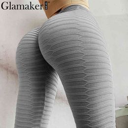 Glamaker Grey high waist sport fitness leggings Women sexy push up bodycon ladies pants capris Work out exercise black jeggings 210412