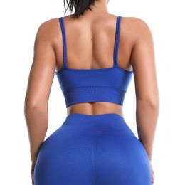 Women's Tank Top Padded Fitnee Sports Bra Soft & Comfortable Workout Crop Tank top Black And Blue Size (S M L)