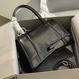 Handbag Designer bag for woman Genuine Leather cowhide cross body shoulder Plain black hour glass bags