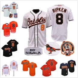 Baseball Jersey Cal Ripken Jr Jr. 2007 Hall Of Fame 1975 1989 2001 Vintage White BLack Orange Pullover Button Home Away All Stitched and