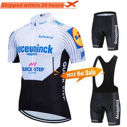 Racing Sets 2022 Deceuninck Quick Step Cycling Jersey Set Breathable Bike Clothes Short Sleeve Sports Clothing Ropa Ciclismo 19D