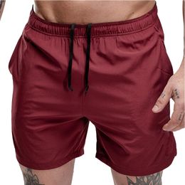 Running Shorts Men 2 Pocket For Summer Home Elastic Waist Outdoor Sports Fashion Solid Quick Dry Casual Beach Jogging Soft