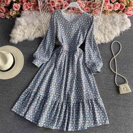 Women Party Long Dress Spring Autumn Elegant Ladies Flower Printed Vintage Boho Beach Holiday Dresses Clothes For Woman 210514