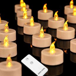 12/24Pack Tea Lights Realistic Flickering Battery Operated Flameless LED Candle With Remote Control For Party Wedding Home Decor Y211229