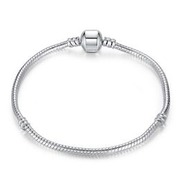 Fashion S925 Sterling Silver Plated Snake Chain Bracelet Fit Charm Beads Bracelets Women DIY Jewellery Making Accessories Wholesale Price