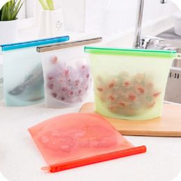 500ml Silicone Food Storage Bag Reusable Stand Up Ziplock Airtight Leakproof Freezer Containers Fridge Drawer Veggie Meat Fresh Bags Wraps JY0918