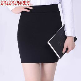 2021 New Women's Bag Hip Skirt Black Summer Thin Section High Waist Work Step Professional Stretch Short Skirt Casual X0428