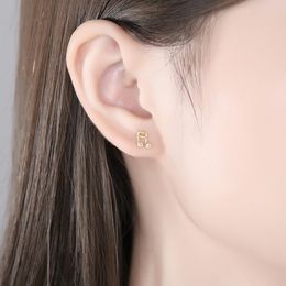 Minimalist Notes Music Shape Sterling Silver Stud Earrings For Women 14K Gold Plating Fine Jewellery Gifts