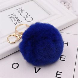 Faux Artificial Pompom Key Rings Jewellery Fashion Fuzzy Keychains Sturdy Handbag Charm Pendants Fluffy Fur Ball Keyfobs
