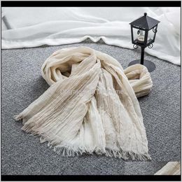 Hats, & Gloves Fashion Aessories Drop Delivery 2021 Super Stripe Cotton Linen Thin Scarves Women Patchwork Wrinkled Scarf Lady Easy Artsy Sha