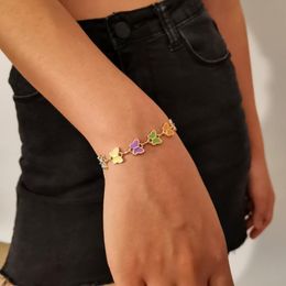 Glamour Fashion Women's Boho Retro Multi- Alloy Cute Butterfly Colour Simple Bracelet Girl Party Jewellery Girlfriend Gift Link, Chain