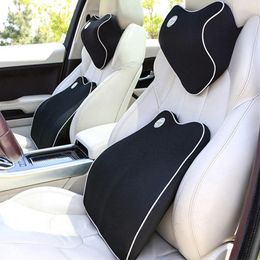 Car Pillow Neck Headrest Memory Foam Auto Seat Head Waist Support Back Cushion Sets Driver Rest Massage Accessories Cushion/Decorative