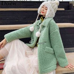 Women Winter Warm Faux Fur Coat Fashion Teddy Coat Lamb Fur Jacket Casual Batwing Sleeve Bomber Jacket Parka Outwear 210414