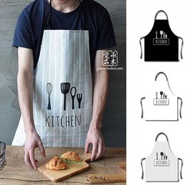 Women Men Apron Commercial Restaurant Home Bib Spun Poly Cotton Kitchen Aprons DH2032