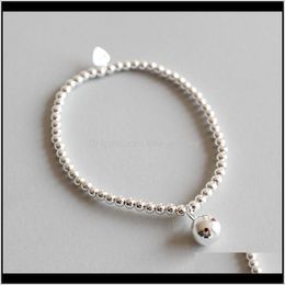 Beaded Strands Jewelry Chic 925 Sterling Sier M Round Chain Strand Bracelets Women 8Mm Beads Charms Elastic Bracelet Wedding Gifts Drop Deli