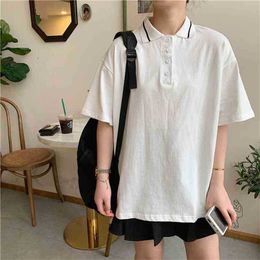 Korean Students Sweet Brief Lapel Chic Sale Girls Streetwear Cute All Match Short Sleeves T-Shirts 210525