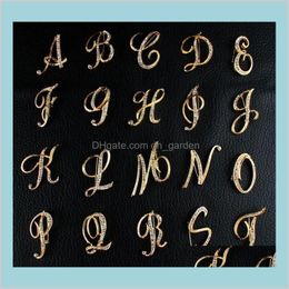 Fashion 26 English Letter Pins Sparkling Crystal Silver Plated Alphabet Uv3Ex Brooches X7Ge1
