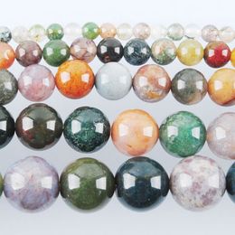 WOJIAER Indian Agate Stone Loose Round Ball Beads For Women's Jewellery Making DIY Necklace Jewellery 4 6 8 10 12mm 15.5Inches BY922