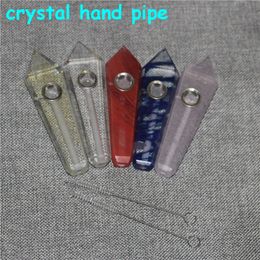 Custom POUCH Hand pipes Natural Smoking Dream CRYSTAL Quartz Modern Pipe Healing Tobacco Amethyst Wholesale