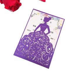 Greeting Cards 10pcs Princess Wedding Invitation Laser Cut Pocket Invites Quinceanera Sweet 16 15