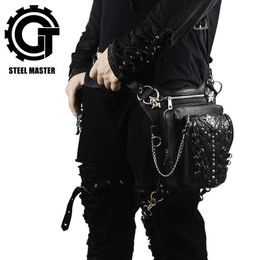 Fashion Cool Steampunk Waist Bags For Women Men Punk Style Retro Leather Fanny Packs Vintage Multi-function Leg Bag Holster Bags 210708