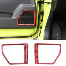 ABS Interor Door Speaker Decoration Cover Accessories For Suzuki Jimny JB74 19+ Red Carbon Fiber