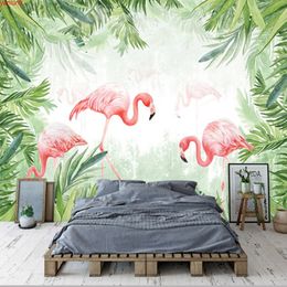 Custom 3D Poster Photo Wall Painting Banana Leaf Flamingo Mural Living Room Children Bedroom Waterproof Canvas Wallpapergood quatity