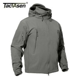 TACVASEN Winter Tactical Softshell Jacket Mens Fleece Jacket Coat Waterproof Windproof Military Coats Hunting Hiking Windbreaker 210927