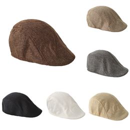 Beret Male Plus Size Ivy Hat Big Head Man Spring Summer and Autumn Newsboy Cap Linen Berets Caps Winter Wool Flat HATs ZYY1031