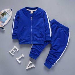 R&Z children's suit 2019 spring and autumn new boys and girls cotton large pocket zipper pocket jacket casual pants two-piece X0902
